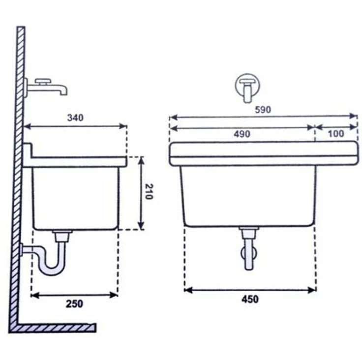 Hydroland Waschbecken Granit Schwarz 60, Ausgussbecken Spülbecken Kunststoff mit Ablaufgarnitur 60x34x21, UV-beständig, 17 Liter Fassungsvermögen – Bild 2