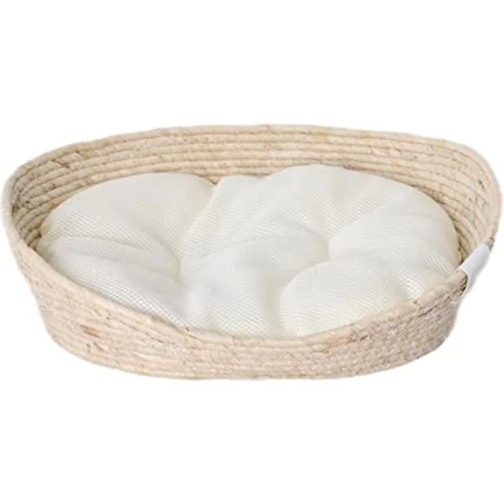 Dehner Premium Lovely Kuschelbett Tiefer Schlaf, 54 x 43 x 18 cm, Naturmaterial/Plüsch, weiß/beige