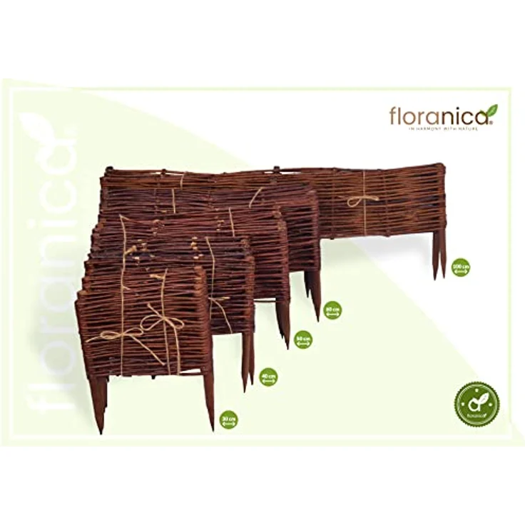 Floranica Beetabgrenzung aus Weide Beeteinfassung Holz Rasenkante Steckzaun Beetzaun 1 Stück 30cm x 100cm – Bild 2