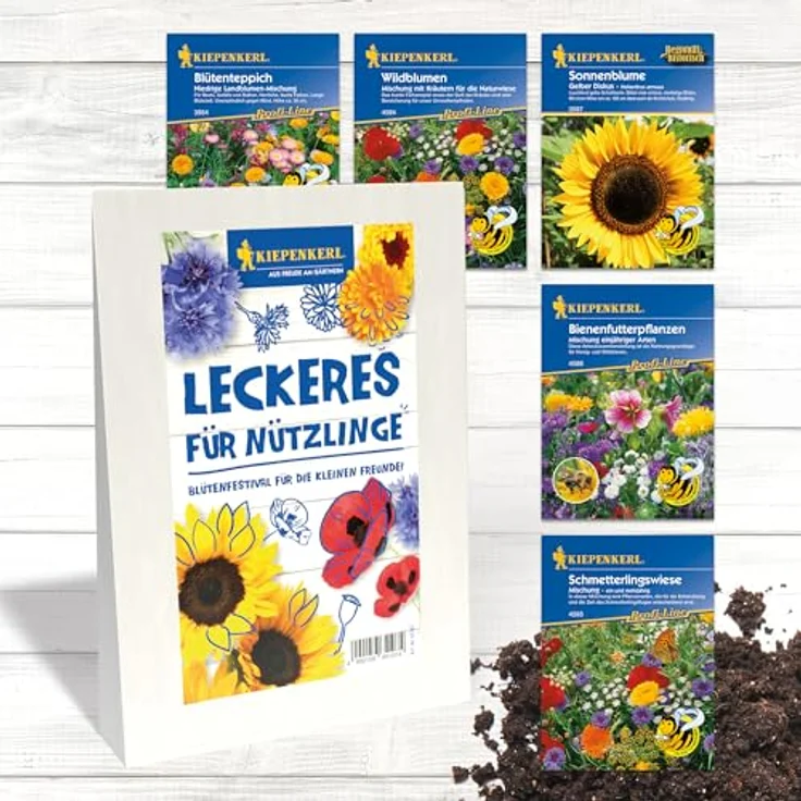 Kiepenkerl Saatgut Bundle Leckeres für Nützlinge, Mischungsset mit 6 verschiedenen Blumensamen für Bienen und Schmetterlinge – Bild 1