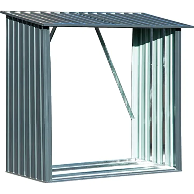 dobar® 29098e Kaminholzregal, verzinktes Stahlblech mit Überdachung, 1,5 m³ Lagerkapazität, 163 x 83 x 154 cm, grau – Bild 2