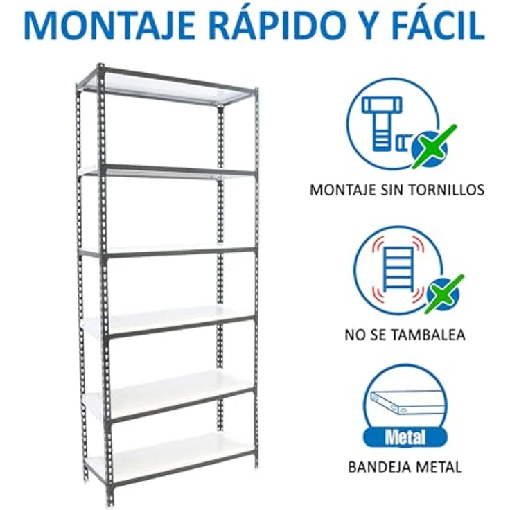 Simonrack Simonclick Metallregal Mini, 250 x 80 x 30 cm, 6 Böden, Traglast 180 kg pro Boden, anthrazit/weiß, steckbar – Bild 5