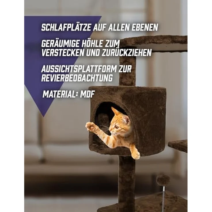 Spocado Athletic Kratzbaum für Katzen 112 x 40 x 40 cm - Ultimativer Komfort und Spaß - Beige – Bild 3