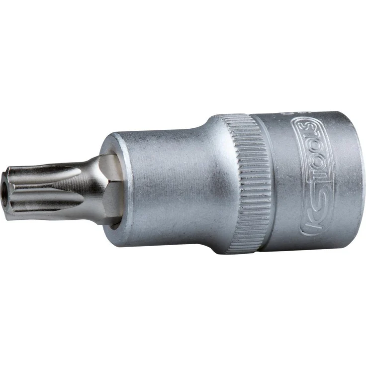 KS Tools Bohrer- und Bitset TB10, 1/2" Bit-Stecknuss Torx mit Stirnlochbohrung, vernickelter Biteinsatz aus Chrom Vanadium – Bild 1