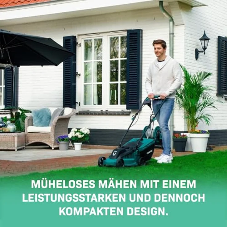 Rasenmäher – 1300 W – 32 cm Schnittbreite – 30 L Grasfangkorb mit Füllstandsanzeige – Einstellbare Schnitthöhe – Bild 4