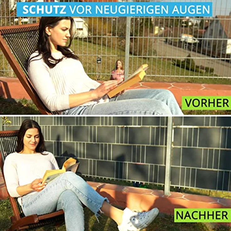 Gartenwelt Riegelsberger PREMIUM PP Sichtschutzstreifen für Doppelstabmatten Farbe Schwarz RAL 9005 Sichtschutz Streifen Zaun 2535 x 190 x 1,35 mm 10 Stück (Set) – Bild 5