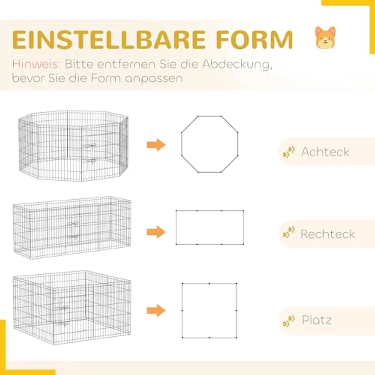 PawHut Welpenauslauf, Welpenlaufstall mit Türen, Fenster, Laufgitter, Atmungsaktiv Netz, für Hunde unter 20 kg, Indoor & Outdoor, 159 x 159 x 76 cm, Schwarz – Bild 4