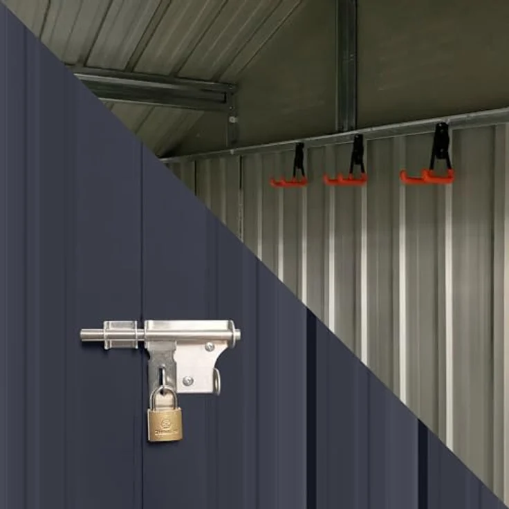 ALBATROS Profi Gerätehaus L – verzinktes Metall in Anthrazit (RAL 7016) | 202x118x173cm, 4,1m³ | Inkl. Schloss & Werkzeughaken | wetterfester Geräteschuppen, Gartenschrank, Gerätehütte – Bild 5