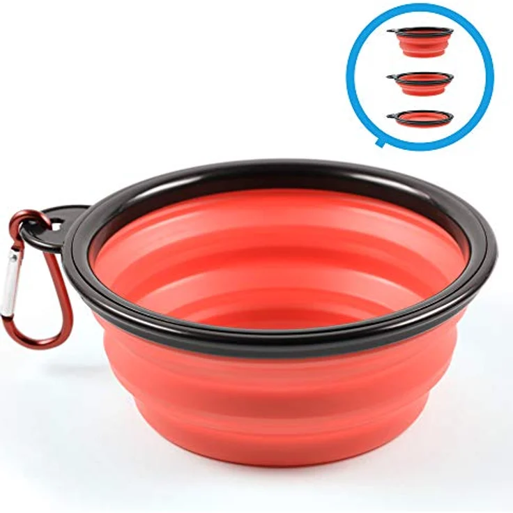 PhoneNatic Faltbarer Silikon-Hundenapf in rot, Reisenapf für Hunde und Katzen mit Karabiner -, S, rot, 350 ml, 60014328 – Bild 2
