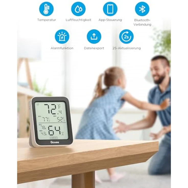 Govee Bluetooth Thermometer Hygrometer, LCD Digital Temperatur- und Luftfeuchtigkeitsmesser mit APP, präzise Datenspeicherung für Gewächshaus und Weinkeller – Bild 3