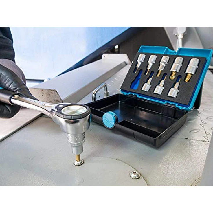 Hazet Schraubendreher-Steckschlüsseleinsatzsatz 1/2 Zoll, Torx T20-T60, TiN beschichtet, 9-teilig, Kunststoff-Kasten 165-S, Made in Germany – Bild 12