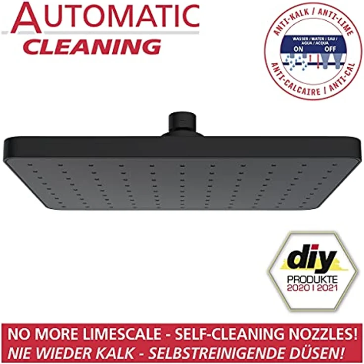 WENKO Regenduschkopf Automatic Cleaning, schwarz, mit Kalkablagerungs-Verhinderungssystem – Bild 2