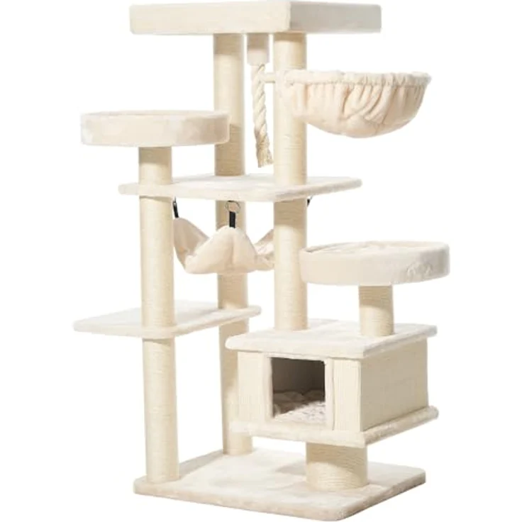 Nobby Kratzbaum VAGO Cream, 79 x 59 x 162 cm, Sisal-Kratzfläche und kuschelige Höhle – Bild 4