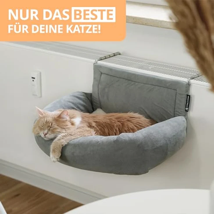 SCHLITZOHR Premium Heizungsliege für Katzen - Murphy - für Katzen bis 12kg - passend für alle Heizkörper - rundum gepolstert - Katzenbett für die Heizung – Bild 2