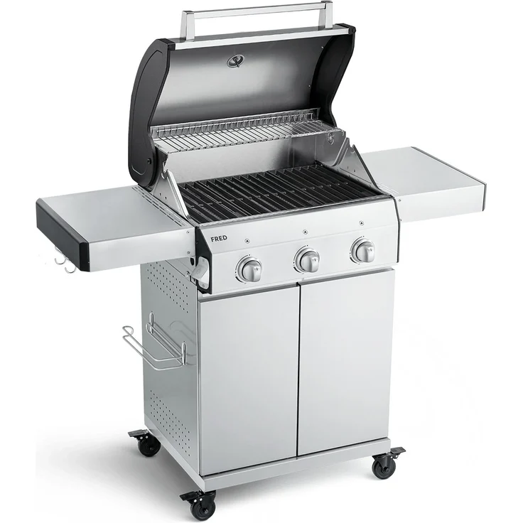 BURNHARD Gasgrill Fred, 3-Brenner Gasgrill, 2023er Version, Gasgrill 3 Brenner - Grill mit Grillwagen – Bild 2