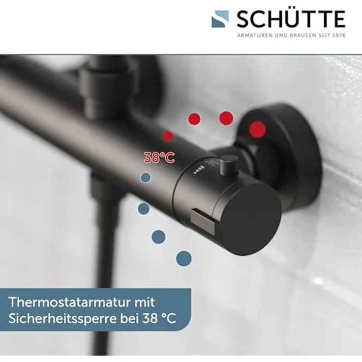 Schütte Duschsystem 'Adria', Thermostat schwarz, Handbrause mit 3 Strahlarten und knickfestem Brauseschlauch – Bild 9