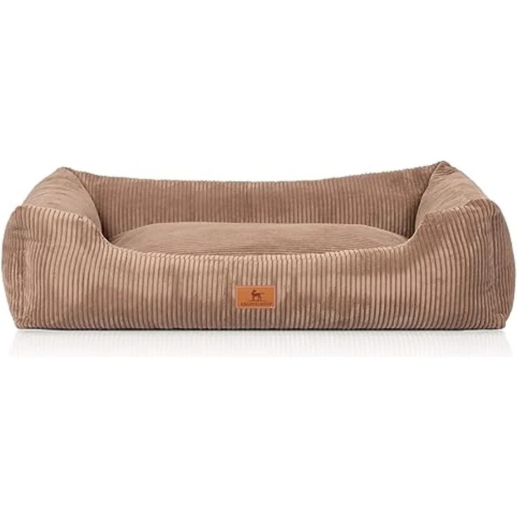 Knuffelwuff Hundebett aus Cord mit Handwebcharakter Olivia M-L 85 x 63cm Braun - Abnehmbarer Bezug - waschbar - für große, mittelgroße und kleine Hunde – Bild 2