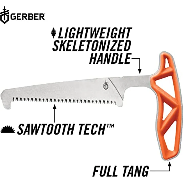 Gerber Gear Exo-Mod Saw, Jagdsäge aus rostfreiem Stahl mit orangefarbenem Griff, 7,55 Zoll – Bild 4