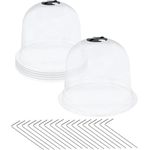 Spetebo Kunststoff Mini Gewächshaus 23 cm - 6er Set - Pflanzglocke mit 18 Erdankern - transparent - regulierbarer Luftauslass