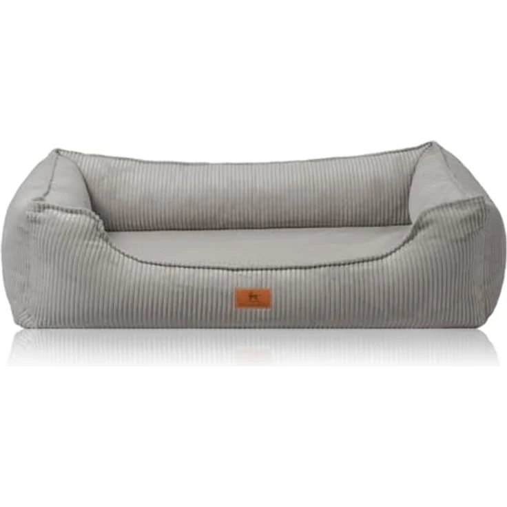 Knuffelwuff orthopädisches Hundebett aus Cord mit Handwebcharakter Nunavut XXL 120 x 85cm Hellgrau - Abnehmbarer Bezug - waschbar - für große, mittelgroße und kleine Hunde – Bild 2