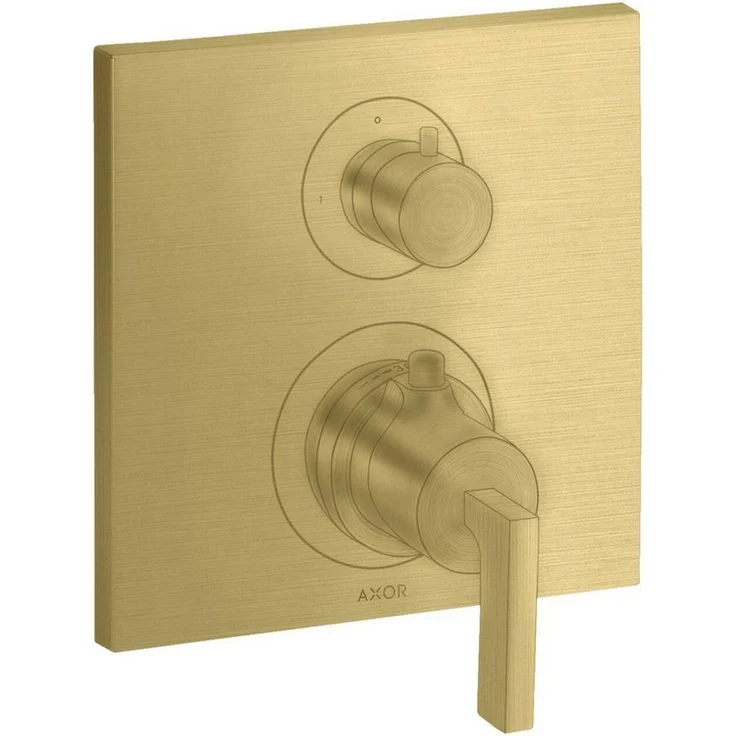 hansgrohe Axor Citterio Thermostat Unterputzarmatur mit Ab- und Umstellventil, Hebelgriff, Brushed Brass