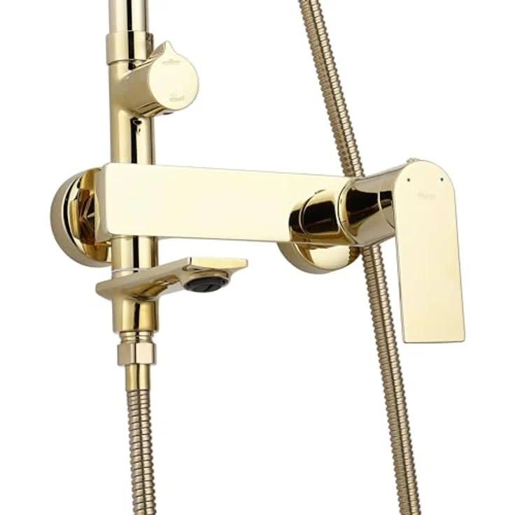 Rea Duschsystem STORM GOLD, Duschset mit Messing-Duscharmatur und Anti-Kalk Duschkopf, gold – Bild 3
