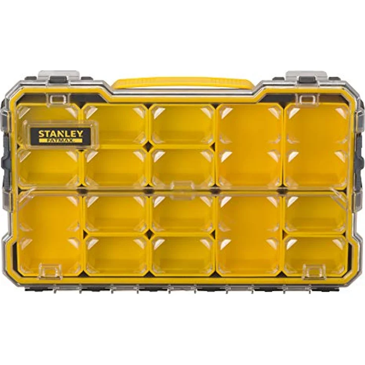 Stanley FatMax Profi-Organizer 2-3 - Zubehörbox (zum Verstauen und Transportieren von Kleinteilen und Zubehör, transparent, kratz-und schlagfest, stapelbar durch Seitenverriegelungssystem) FMST1-75779 – Bild 3