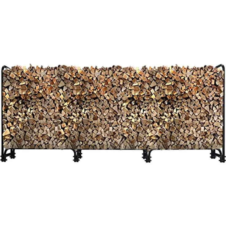 QUICK STAR Metall Kaminholzregal Anthrazit, 272 x 25 x 95 cm, 1,0 m³ / 1,5 SRM Stapelhilfe für alle Holzscheitlängen