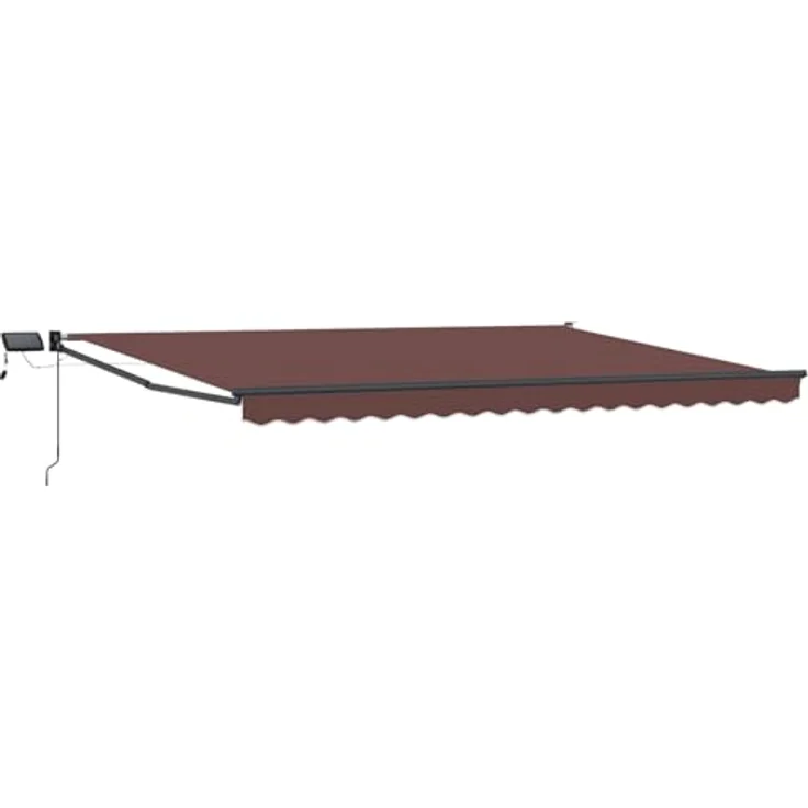 vidaXL Manuelle Gelenkarmmarkise mit solarbetriebenen LEDs, braun, 4,5 × 3 m, wasserabweisender Polyesterstoff, korrosionsbeständiger Aluminiumrahmen – Bild 1