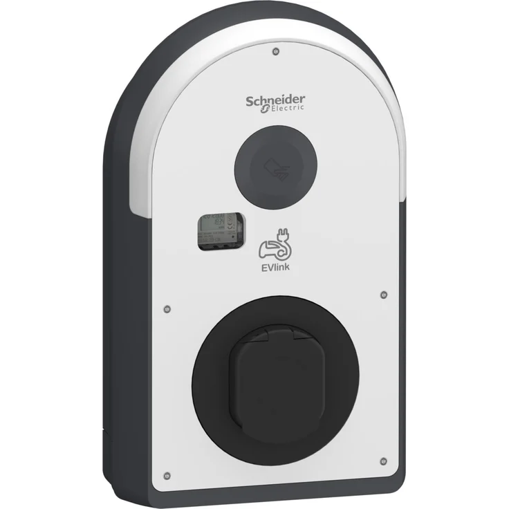 Schneider EVlink Pro AC Wallbox EVB3I22N40M, Typ 2 Ladestation, 22 kW, eichrechtskonform, dunkelgrau und schwarz mit NFC RFID Reader