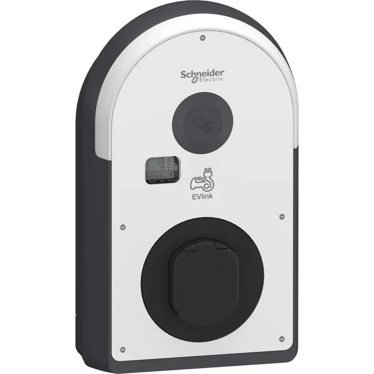 Schneider EVlink Pro AC Wallbox EVB3I22N40M, Typ 2 Ladestation, 22 kW, eichrechtskonform, dunkelgrau und schwarz mit NFC RFID Reader