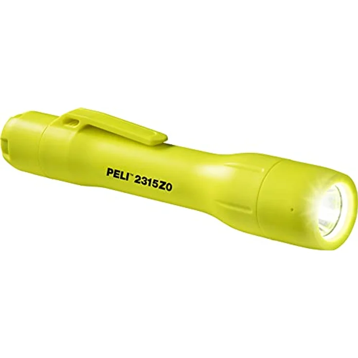 PELI 2315Z0 Kompakte Taschenlampe, zertifiziert für ATEX-Zone 0, Premium-Taschenlampe, hohe Qualität für Industrie, Handwerker, Feuerwehr, wasserfest (IPX8), 115 Lumen, Farbe: LeuchtendGelb – Bild 1