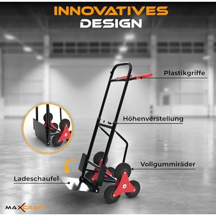 MAXCRAFT Treppenkarre bis 150 kg - 6 Räder, Schwarz – Bild 7