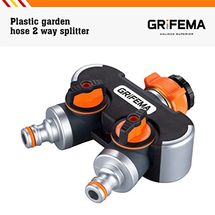GRIFEMA 2-Wege-Verteiler, 3/4 Zoll und 1/2 Zoll Wasseranschluss Verteiler, 2 Geräte Können Gleichzeitig Verbunden Werden, Einstellbarer Wasserdurchfluss – Bild 3