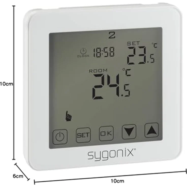 Sygonix SY-4961570 Touch 2 Raumthermostat, Unterputz mit Wochenprogramm und 62x62 mm blauem Touch-LC-Display – Bild 5
