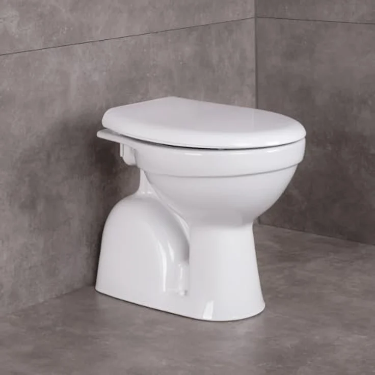 Belvit Tiefspül-WC BV-SW4001-T+BV-D0400, Stand WC mit Taharet/Bidet Funktion, Senkrechter Bodenabgang, Weiß – Bild 9