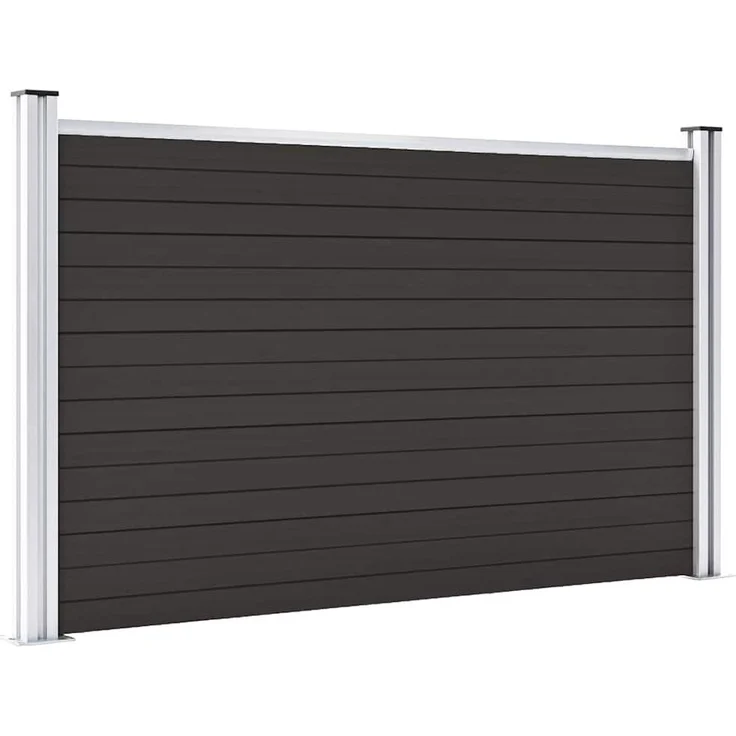 vidaXL Zaunelement WPC 180x105 cm, Schwarz, langlebig, einfach zu montieren, mit Aluminium-Oberprofil