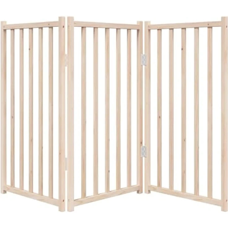 vidaXL Hundetor 3-TLG., Hundegitter Faltbar Pflegeleicht, Schutzgitter für Wohnzimmer Küche Treppe, Haustiertor Türschutzgitter, Massivholz Tanne – Bild 5