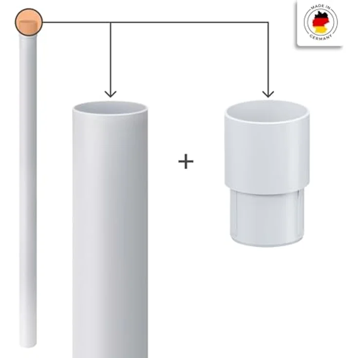 INEFA Fallrohr PVC 200cm DN 75 Weiß, robuste Regenwasserableitung mit Steckmuffe, Made in Germany – Bild 3