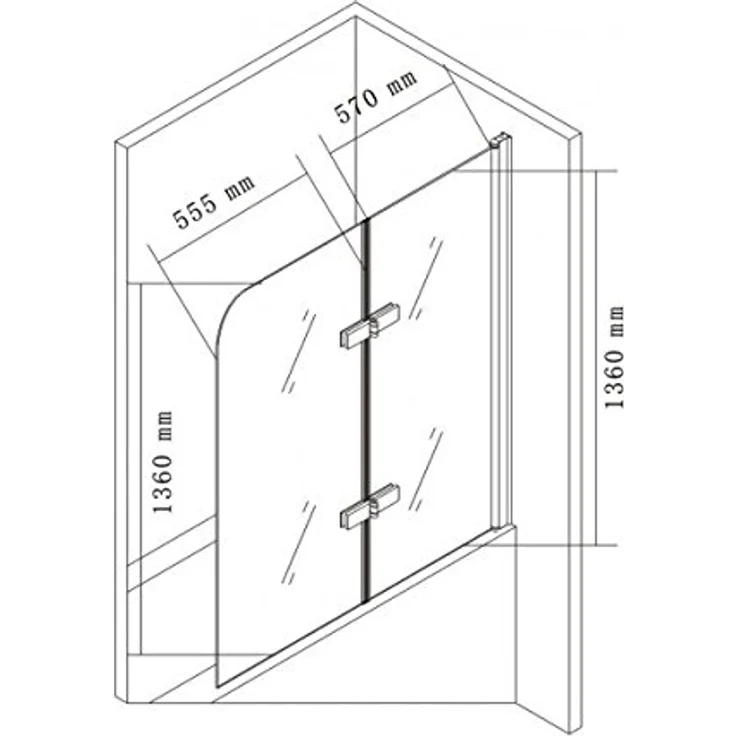 BERNSTEIN Schwenkbarer Badewannenaufsatz EX201, Duschabtrennung aus 6 mm Klarglas mit Nano-Beschichtung, Aluminiumprofil in Chrom, Höhe 140 cm, Breite 80 cm – Bild 6