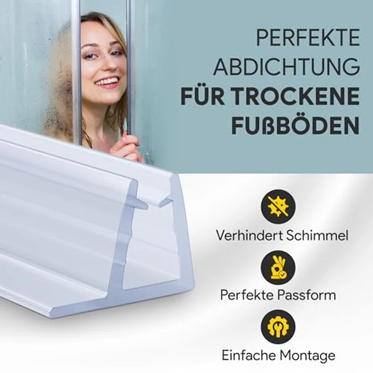 tktrading24 Duschdichtung PVC Ersatzdichtung TYP-4, 200cm für Glasstärke 8mm, mit Gummilippe 28mm, schimmelbeständig und langlebig – Bild 2