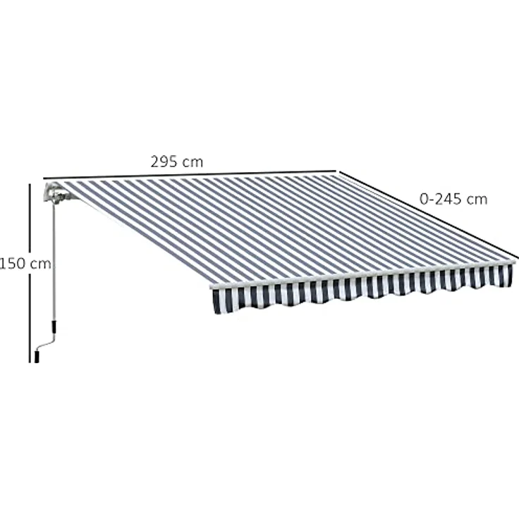 Markise Gelenkarmmarkise Sonnenschutz Grau+Weiß 2,95x2,5m - grau-weiß - Outsunny – Bild 8