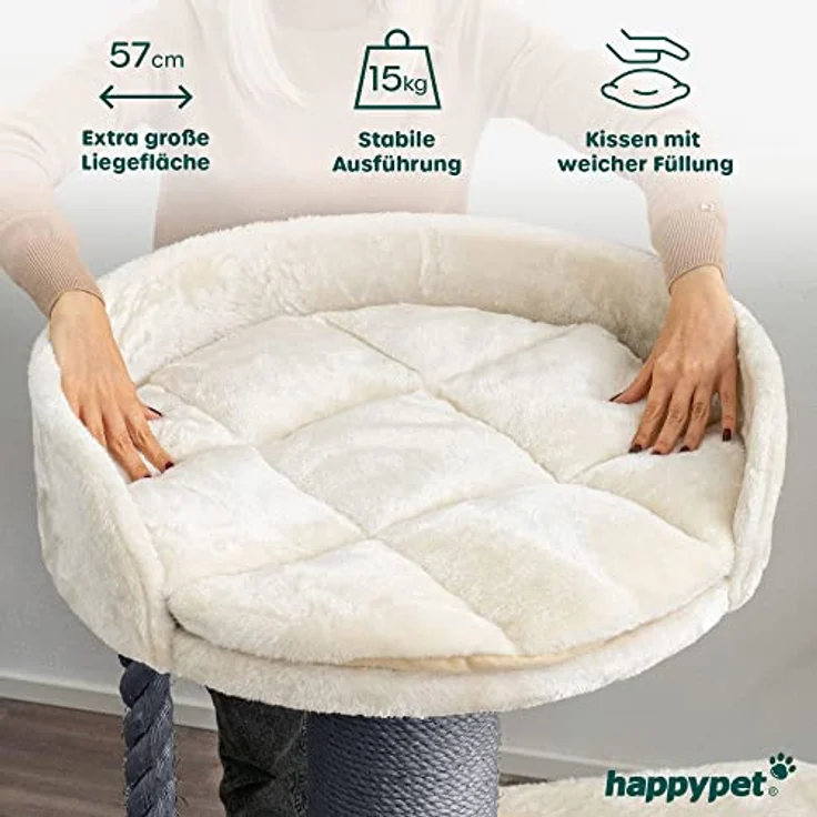HAPPYPET Premium Kratzbaum Grosse Katzen Stabil 'Felix' - Katzenbaum, Kletterbaum, für Maine Coon, Natursisal, Dicke Stämme mit 18 cm, 120 cm Hoch – Bild 5