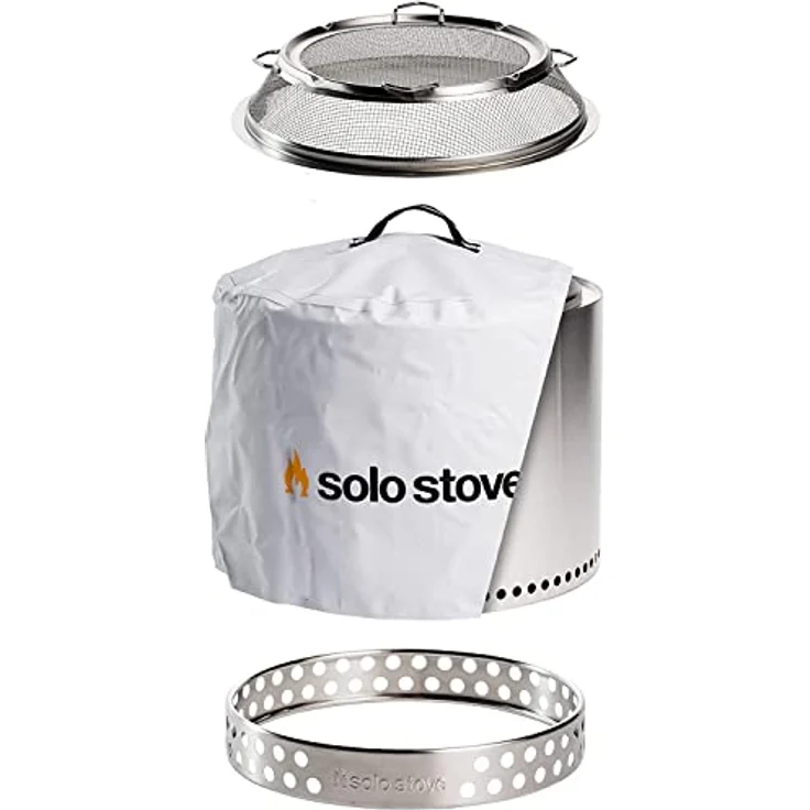 Solo Stove Feuerschale „Bonfire“ - Outdoor-Kamin aus Edelstahl, rauchfrei - Set mit Standfuß, Funkenschutz & Schutzhülle - Tragbare Feuerstelle für Terrasse, Garten - ⌀ 49,5 cm, Höhe 44,5cm – Bild 1