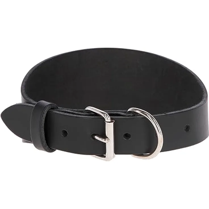 Kerbl MEXICA Halsband für Windhunde, Schwarz, 32-40cm Halsumfang, 15mm Breite, komplett durchgefärbtes Leder, 60 Stück