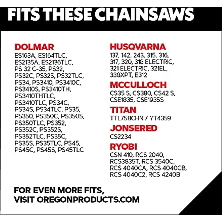 Oregon - Set mit 3 Kettensägeketten für 14 Zoll (35 cm) Kettenführungen, 52 Antriebsglieder, geringe Sprungkraft, kompatibel mit Husqvarna, McCulloch, Ryobi, Bosch und anderen – Bild 4