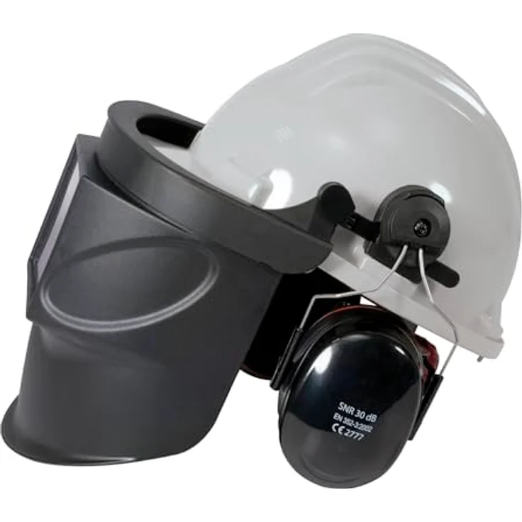 GYS - 080607 - Schutzhelm mit Gehörschutz und Schweißschutz - Bauhelm mit Noise Cancelling (30 dB), verstellbarem Kopfband, EN 397 & EN 50365, schwarz – Bild 3