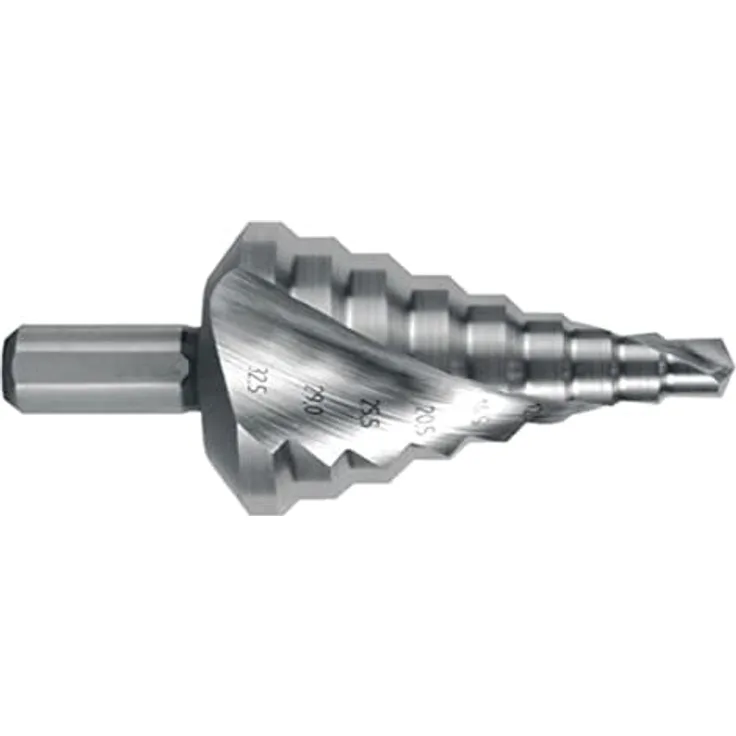 RUKO 101090 Stufenbohrer 6.5 - 40.5mm HSS, 3-Flächenschaft, Gesamtlänge 96mm, hohe Schnittleistung und Laufruhe