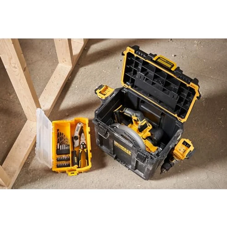 Dewalt Tough System 2.0 Werkzeugbox Halbformat DWST08035-1, selbstverriegelnde Verschlüsse, integrierter Elektrowerkzeughalter – Bild 6
