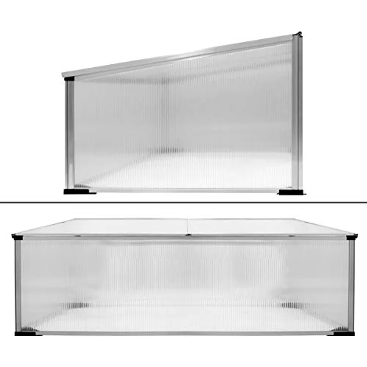 ECD Germany Alu Frühbeet Gewächshaus mit Zweiteiliges Dach, 100x60x40 cm, 0,6m² Fläche, aus transparentem Polycarbonat, witterungsbeständig, Treibhaus Frühbeetkasten Tomatenhaus Pflanzenhaus – Bild 2